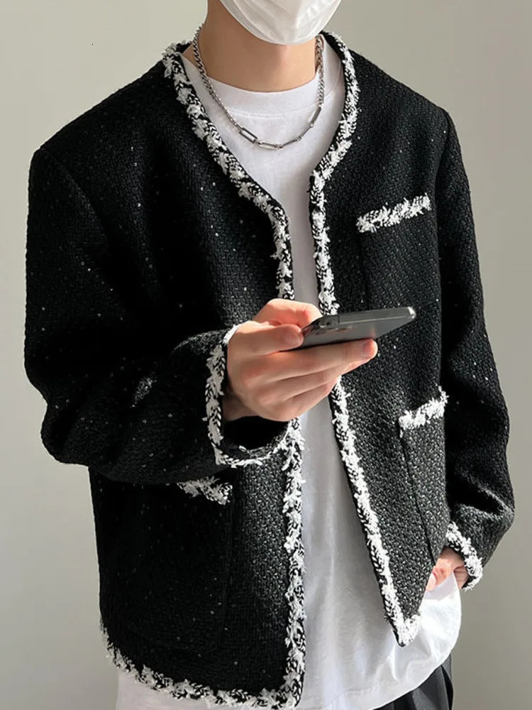 SYUHGFA Mens Wear 2024 Autumn High Quality Round Collar Loose Coat Korean Streetwear Fashion Single Breasted Jacketst 250304