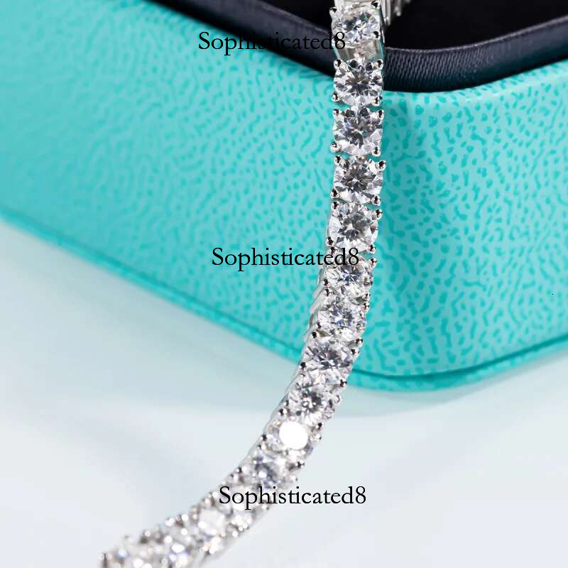 AnuJewel 6.5mm 24-29cttw D Color Moissanite Dia Tennis Bracelet On Hand Sterg Sier Wedding Bracelets For Woman