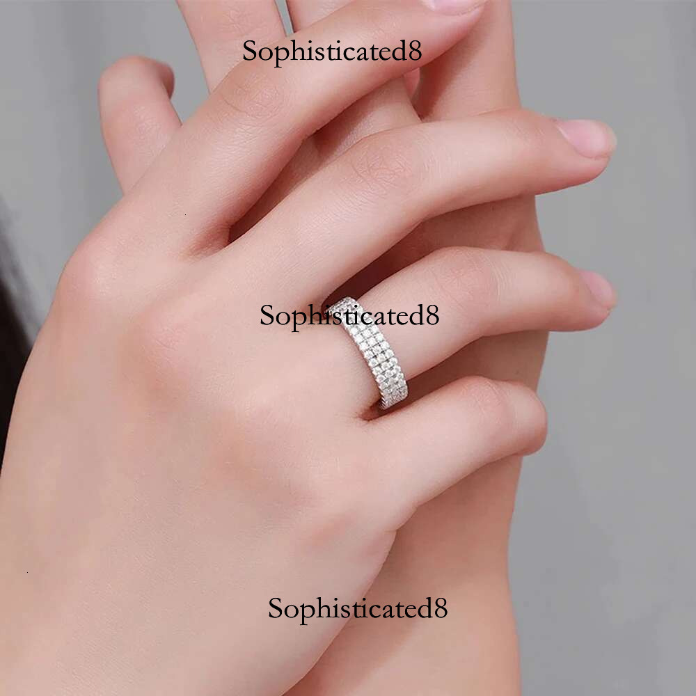 Serenity D Color VVS1 1.1mm 5 Row Real Moissanite For Women S Sier Bands Plated Lab Dia Wedding Rings Jewelry