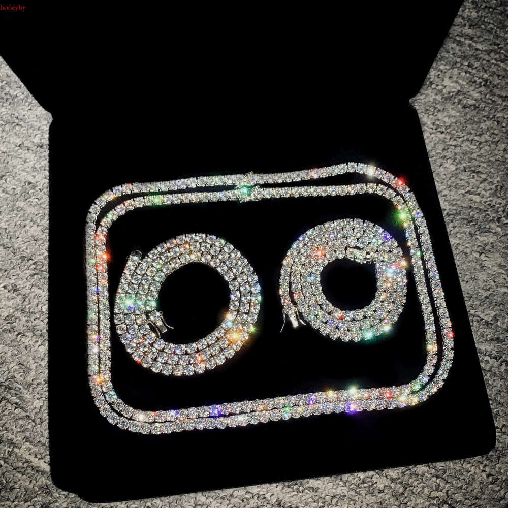 Hot Selg 3mm 4mm 5mm Necklace VVS Dia Iced Out Hip Hop Sier Moissanite Tennis Chain