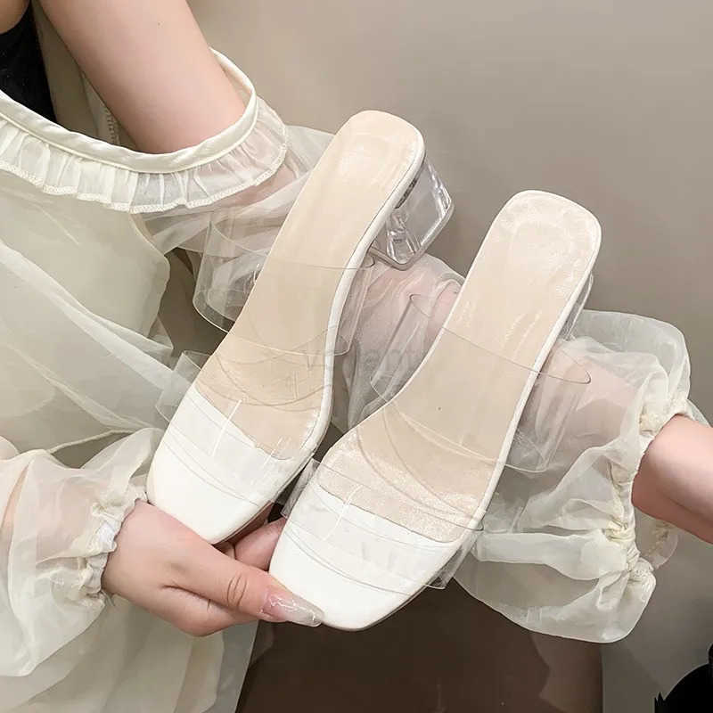 Summer Wen Pumps Sandals PVC Jelly Slippers Open Toe Wen High H Transparent Perspex Slippers Shoes Heel Clear Sandals Z250304