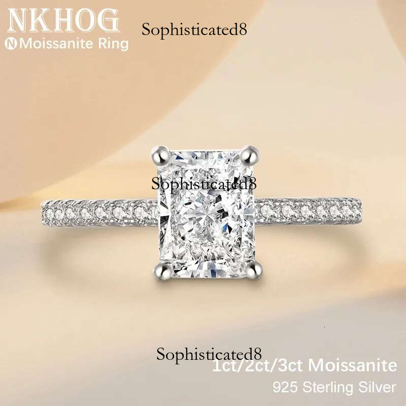 NKHOG 1ct 2ct 3ct 7x9mm Moissanite Rings Sterg Sier Colorless VVS Dia Engagement Wedding Ring Women Band Jewelry