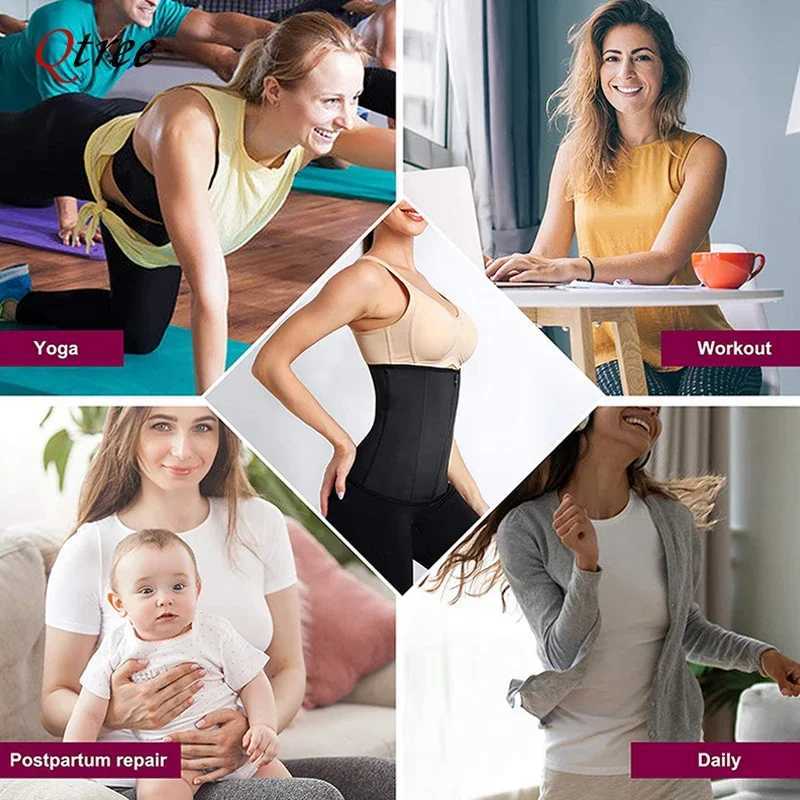 Qtree Waist Trainer for Women Corset Belly Cincher Tummy Control Bustier Shapewear Slimming Body Shaper Neoprene Workout GirdleXJ250304
