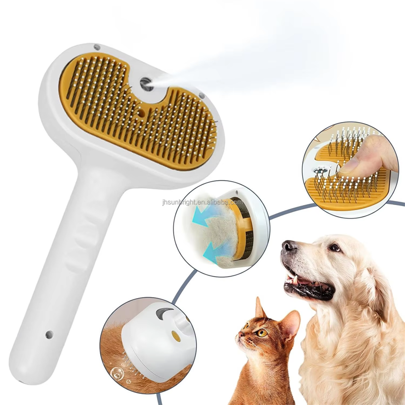 Pet Steam Brush for Dog & Cat Spray Hair Removal Comb Water Brush for Long & Short Haired Pets Spritz Defur Comb