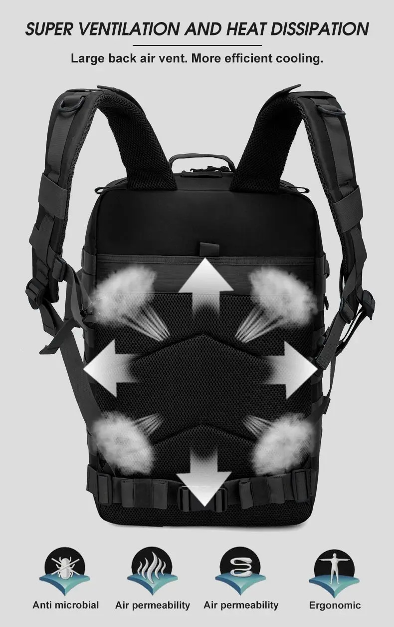 Ship from US 50LHigh capacity Fitness Backpack Hiking Outdoor Camping bag perfect for traveling camping 250304FBB