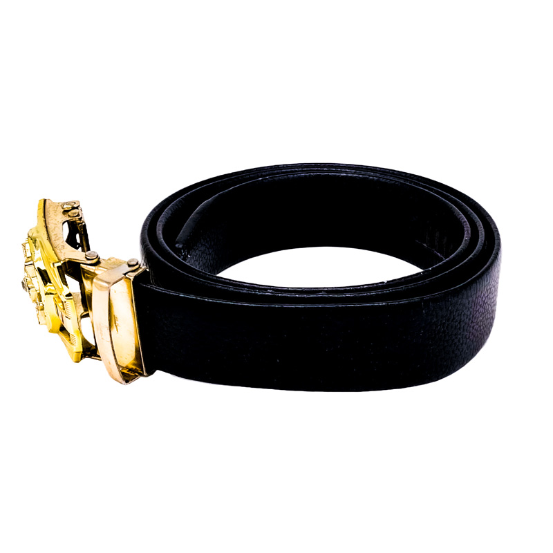 Men's belt black automatic buckle head belt light luxury Korean version of the trend of business formal black belt