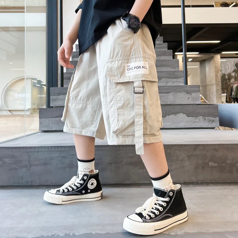 Boys Short Pants Children Clothes Summer Classic Soft Cotton Casual Pockets Cargo Shorts Teen Jogger Fashion Clothing 250304