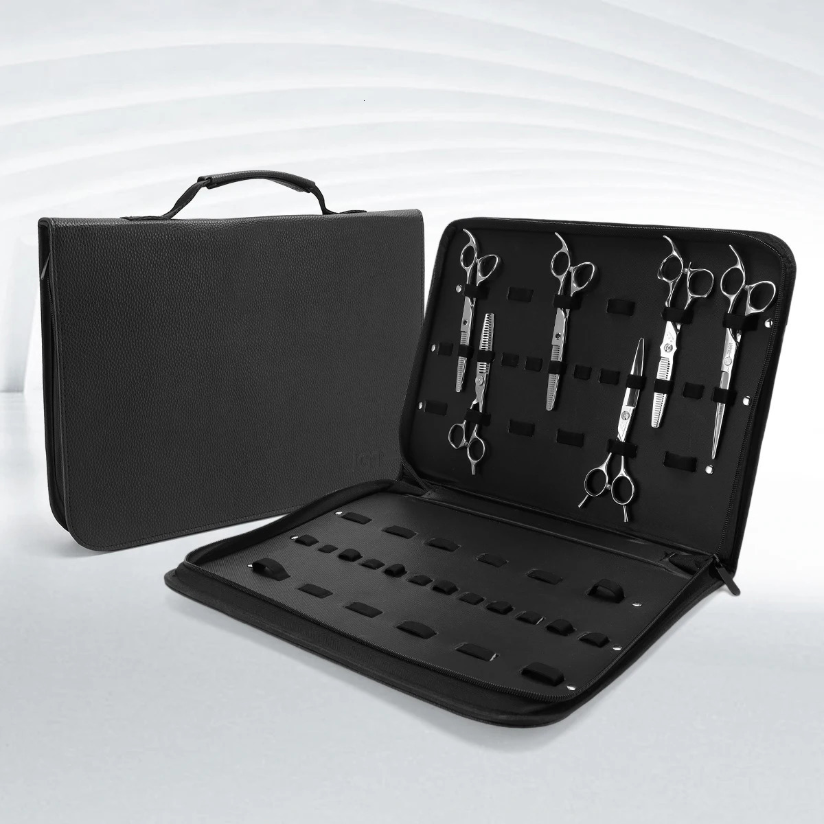 Barber Scissors Storage Case 24 Grids Salon PU Leather Pouch Haircut Shears Holdster Bag Portable Hairdressing Storage Box 250304