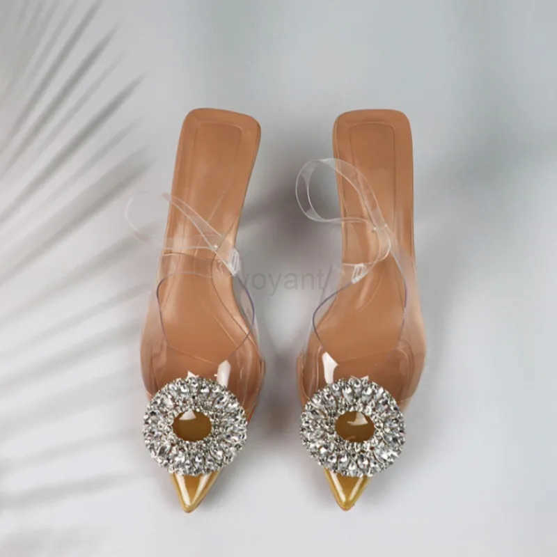Pointed Wen Shoes for Work Party High H Summer 2025 Ladies Sandals Shallow Sexy Transparent Fem Cryst Stiletto Z250304