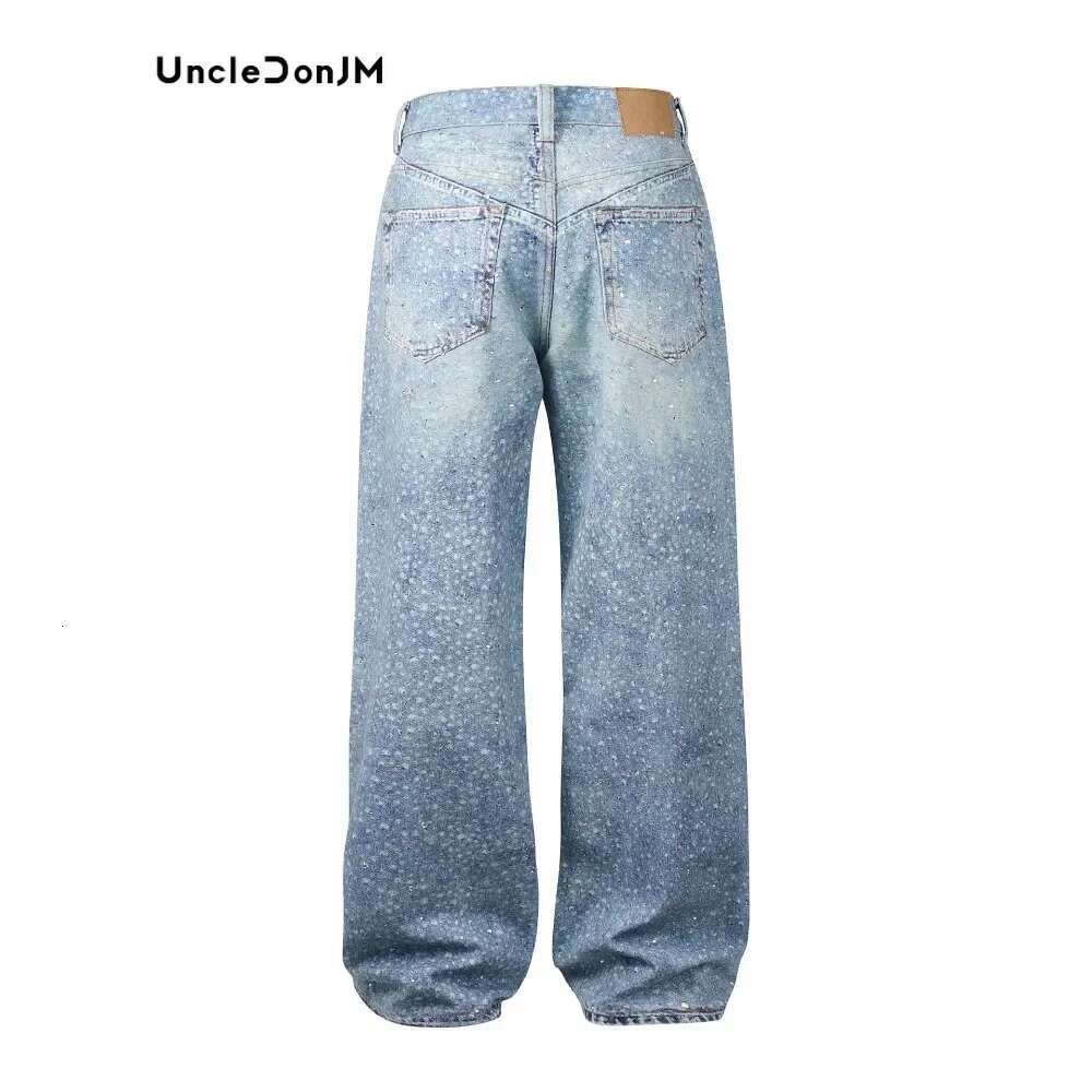 Digital Printing Flash Dia Washed Casual Straight Distressed Y2k Hombre Baggy Jeans