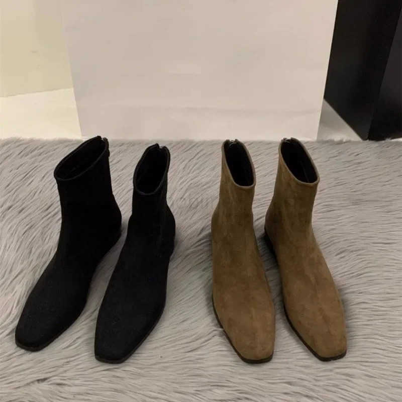 Fion Wen Boots Elastic Ankle Boots Thick Heel High H Shoes Wan Socks Boots 2024 New Autumn Winter Zapatos De Muje Z250304