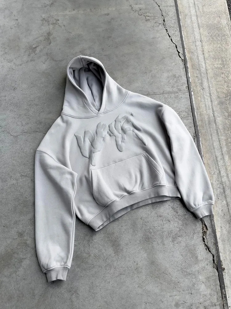 Hooded American retro zipper sweatshirt Gothic letter star print hoodie trendy mens casual jacket product 250303