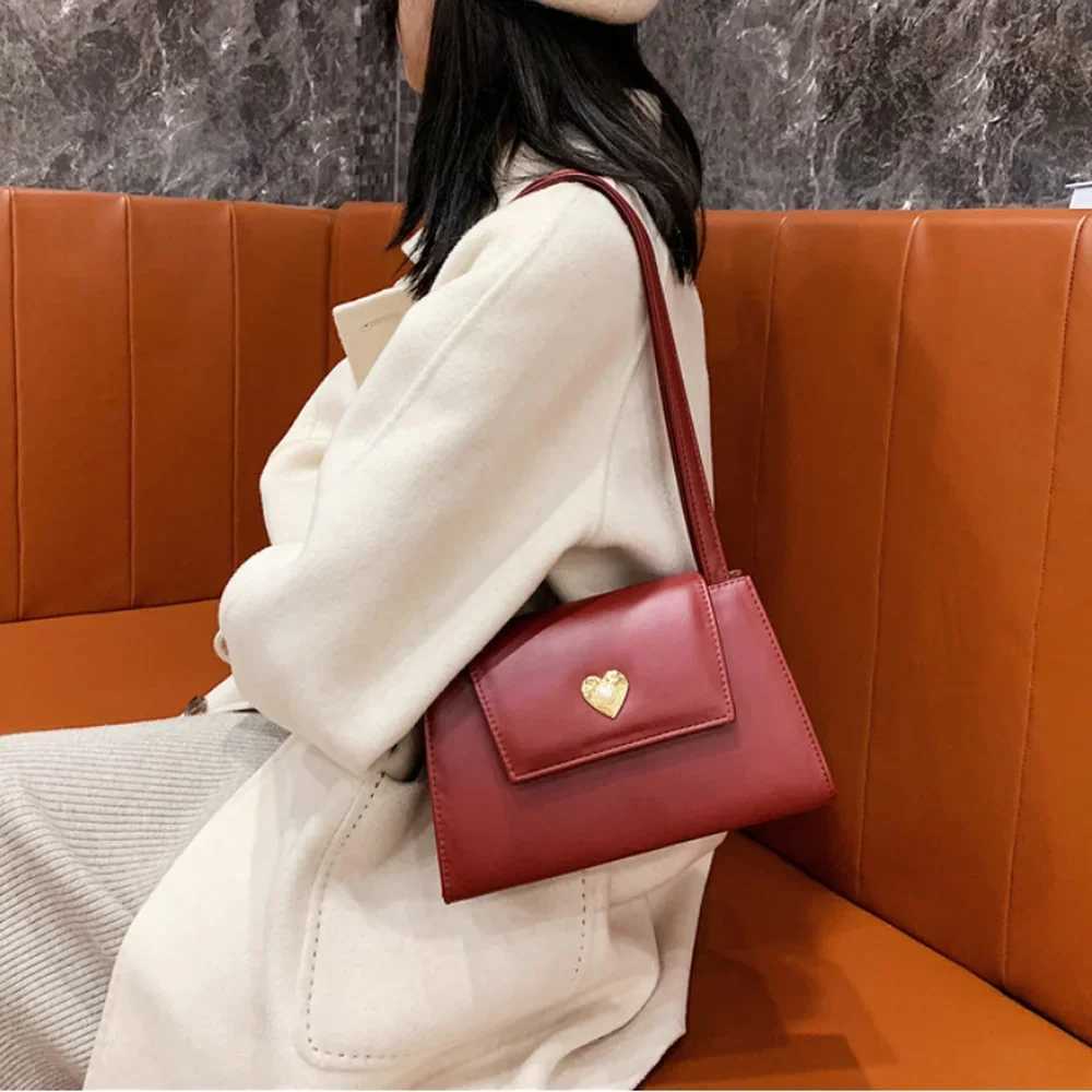 New Red Wine Ladies Underarm Bag Women Portable Small Square Shoulder Bags Vintage PU Leather Female Tote Purse Handbags Z250303
