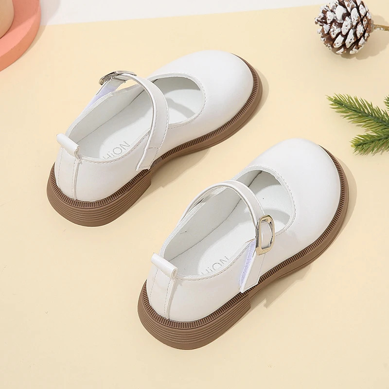 Kids Girls Black Uniform School Shoes Versatile Casual Buckle Simple Spring Children Roundtoe Matter Loafers Nonslip 250303