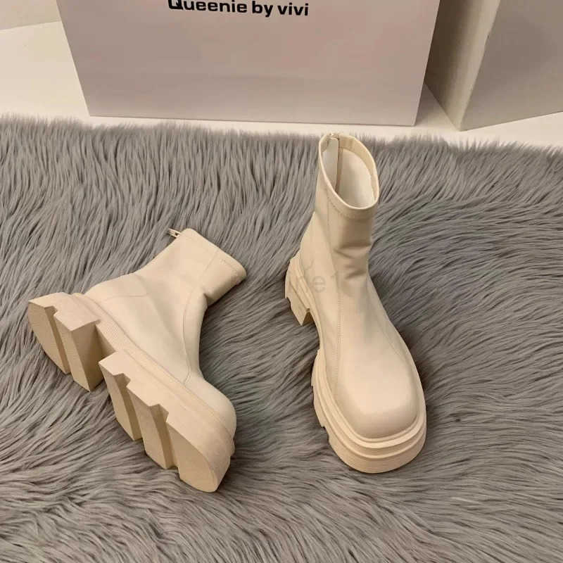2024New Wens Boots Fion Leather Casual Boots Luxury Brand Ankle Boots for Wen Outdoor Platform Boot Botas Mujer Z250304