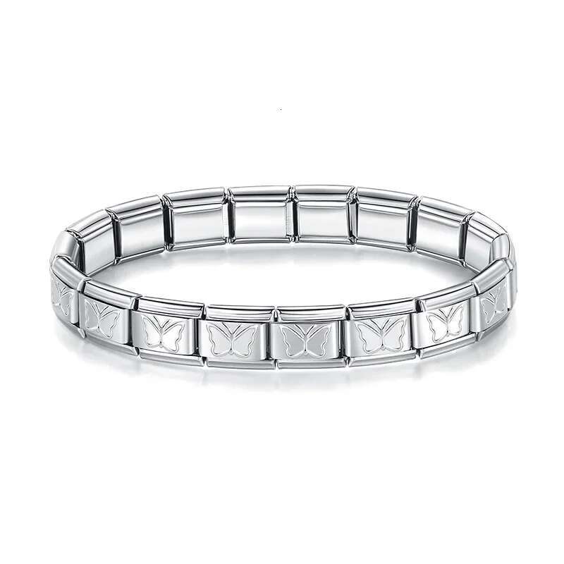 Hapiship 2024 Women's Jewelry 9mm Width Itanlian Elastic Star Heart Butterfly Charm Bracelet Fashion Stainless Steel Bangle ST-