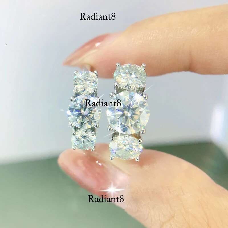 IU Real D Color VVS1 Round 2.0ctw Moissanite 3-Stone Ring Pure Sier Jewelry Certified for Women Wedding Engagement Gift