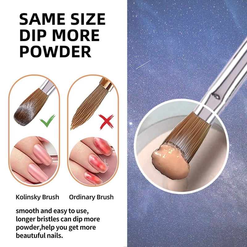 100% Pure Kolinsky Acrylic Brush UV Gel Carving Pen Brush Liquid Powder DIY Nail Drawing Crimped Wood Nail Art Brush 10-18 250304