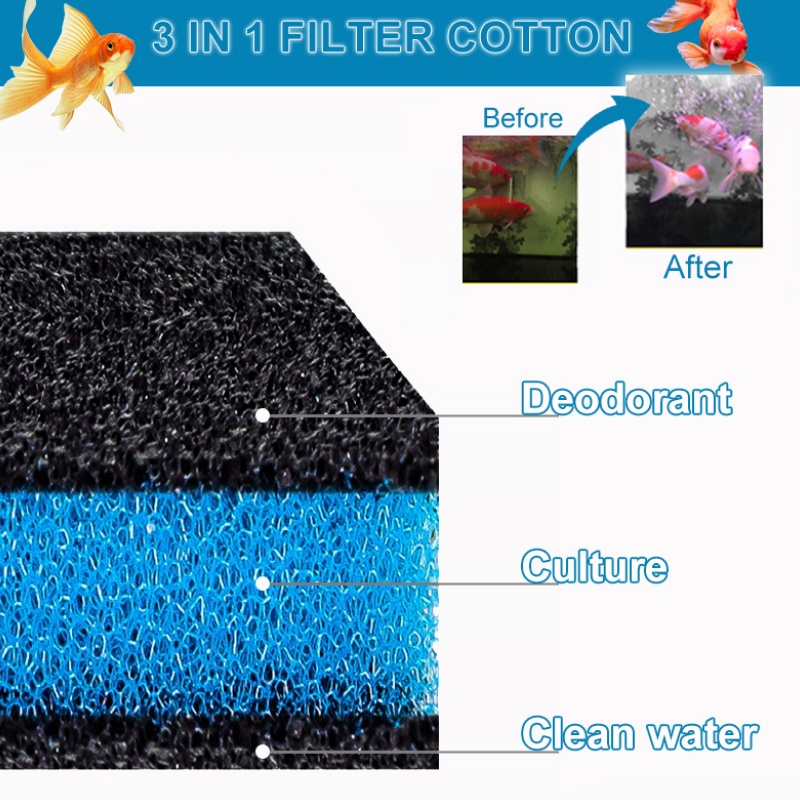 50*11*2cm 3 IN 1 Filter Pad Aquarium Fish Tank Filter Water Purification Activated Carbon High Density Skimmer Aquarium Sponge
