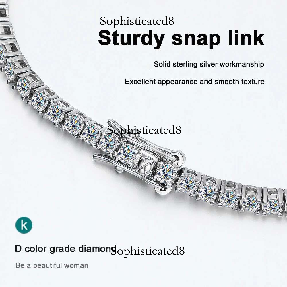 KNOBSPIN 2mm D Color Moissanite Tennis Bracelets for Woman Man Sparkg Dias with GRA s Sterg Sliver Hip Hop Bracelet