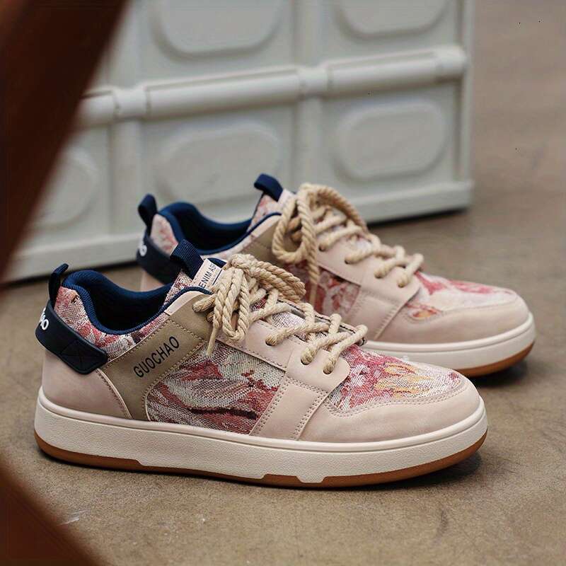 1 pair of sports low top lace up casual running sh, faux leather upper fabric inner layer, PVC sole and EVA insole - monoc hro m e, fashionable out
