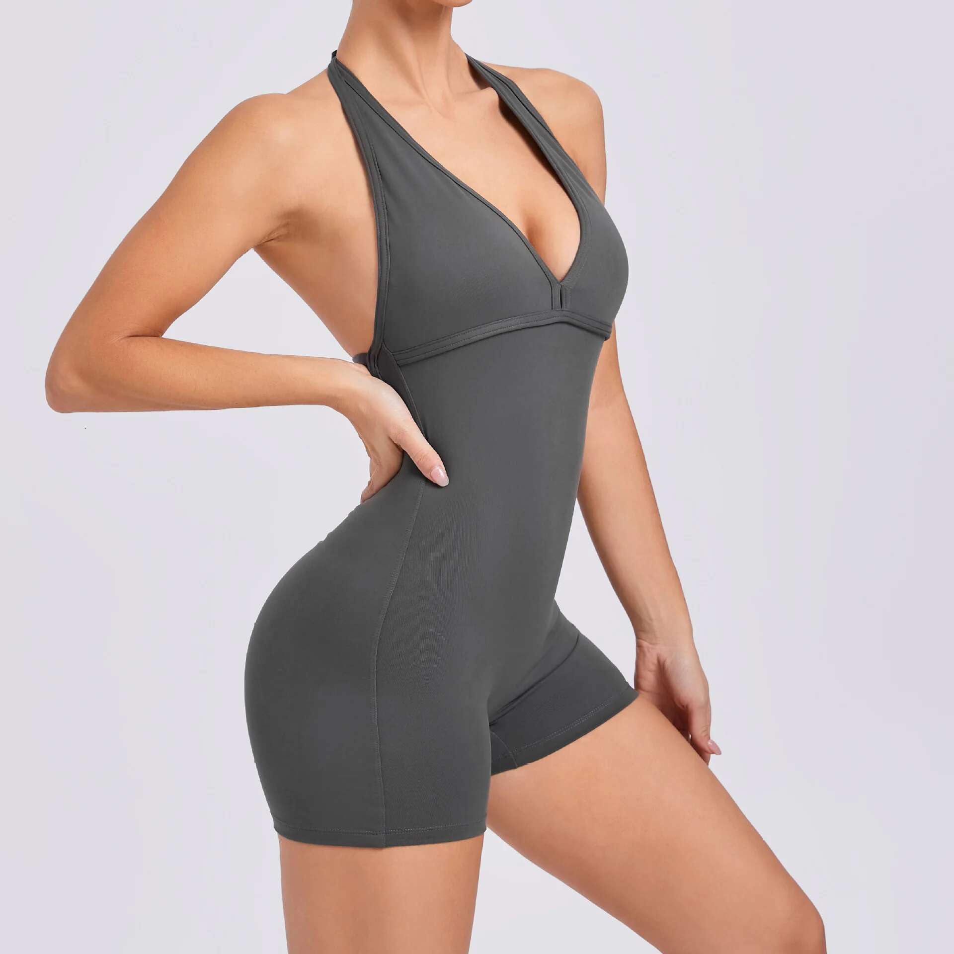V Back One-Piece Suit Scrunch Sports Jumpsuit Gym Rompers Female Quick-Drying Yoga Clothing Fiess Sexy Bodysuits Women