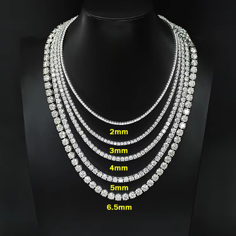 Goldleaf RTS Hip Hop Tennis Necklace Sterg Sier 3-5mm D Color VVS Dia k Moissanite Chain Men