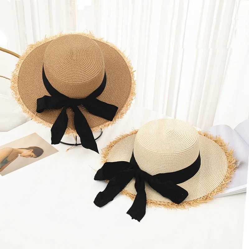 Tassel Female lace bow bowknot str hat Summer Women ladies casual floppy Sun hat Ribbon Sunscreen c for beachXJ250304