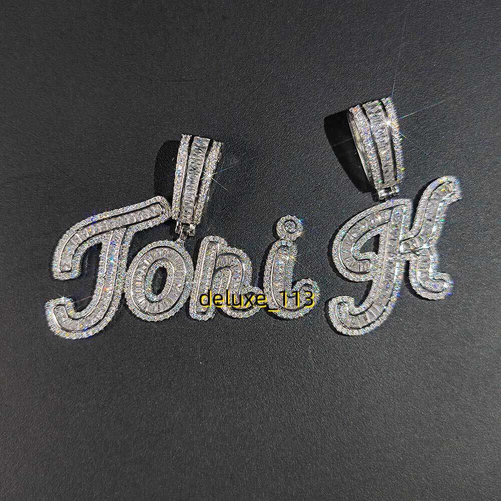 Custom A-Z Letters Name Pendant Necklace TopBg T Cubic Moissanite Hip Hop Real Gold Plated Jewelry