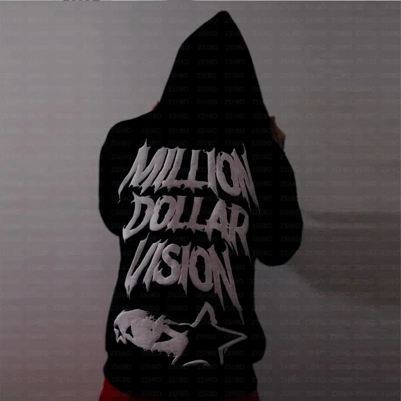 Harajuku Gothic Pullover Hoodie Y2K Hoodies Men Hip-hop Creative letter Graphic Print Oversized Women Sweatshirt Streetwear Top 250304
