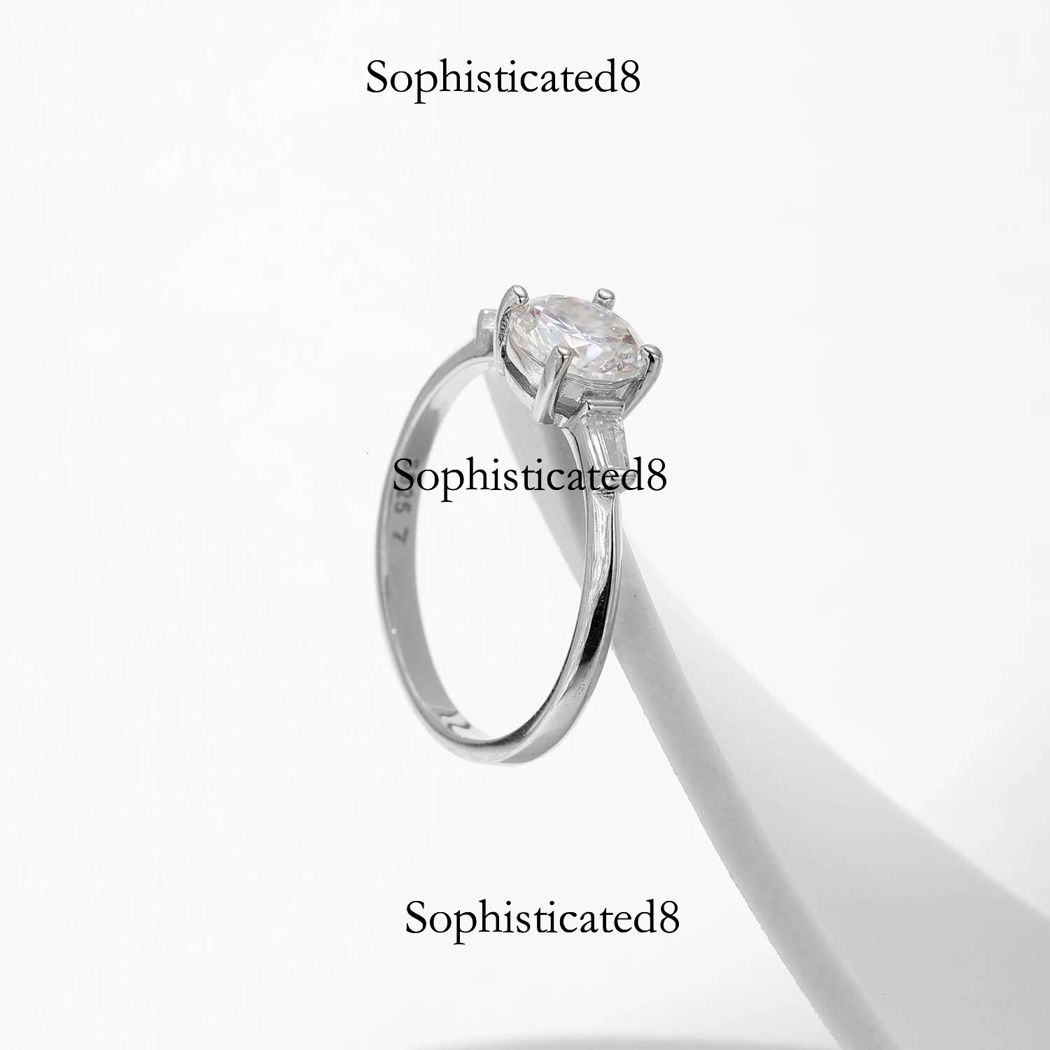 MODIAN 1.0CT Round Moissanite Ring D Color Lab Dia Classic Sterg Sier Wedding Engagement Band Jewelry For Women