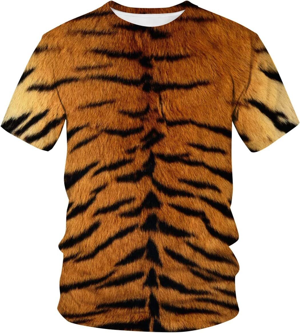 Mens T shirt Mens Novelty Tshirt 3D Tiger Print Graphic Funny T-Shirt tee Casual tops summer clothes