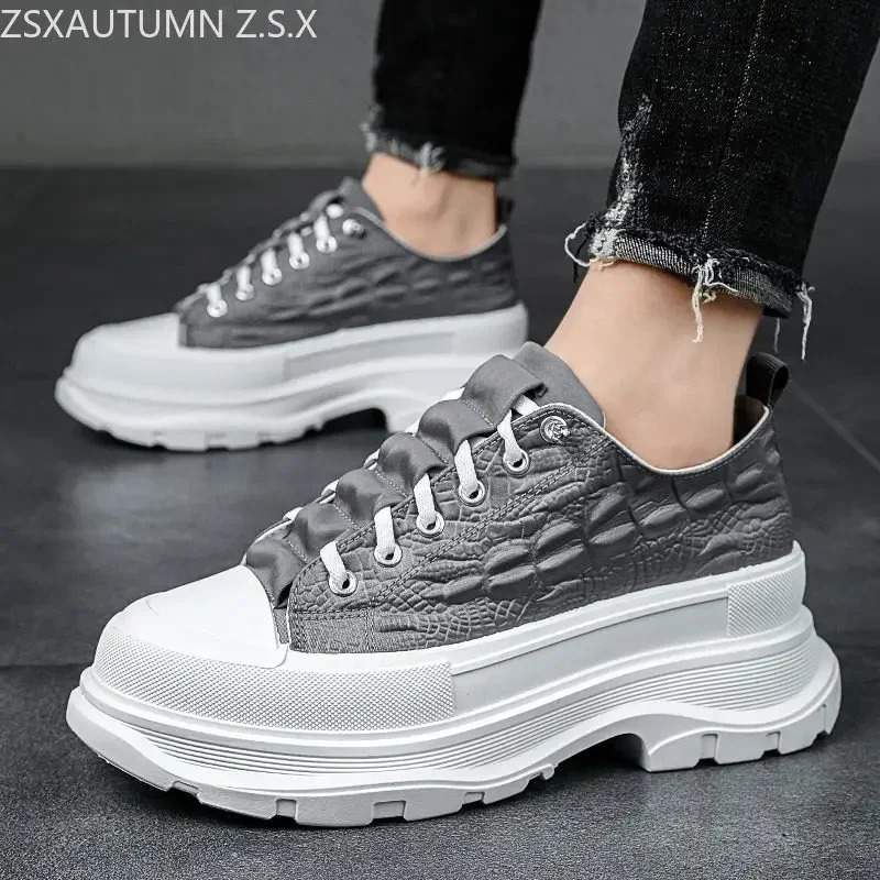 Canvas Mens Shoes Man High Heels Vulcanized Shoes Male Dance Footwear Platform Sneakers Quality Rubber Heightening Sports Shoes 250228