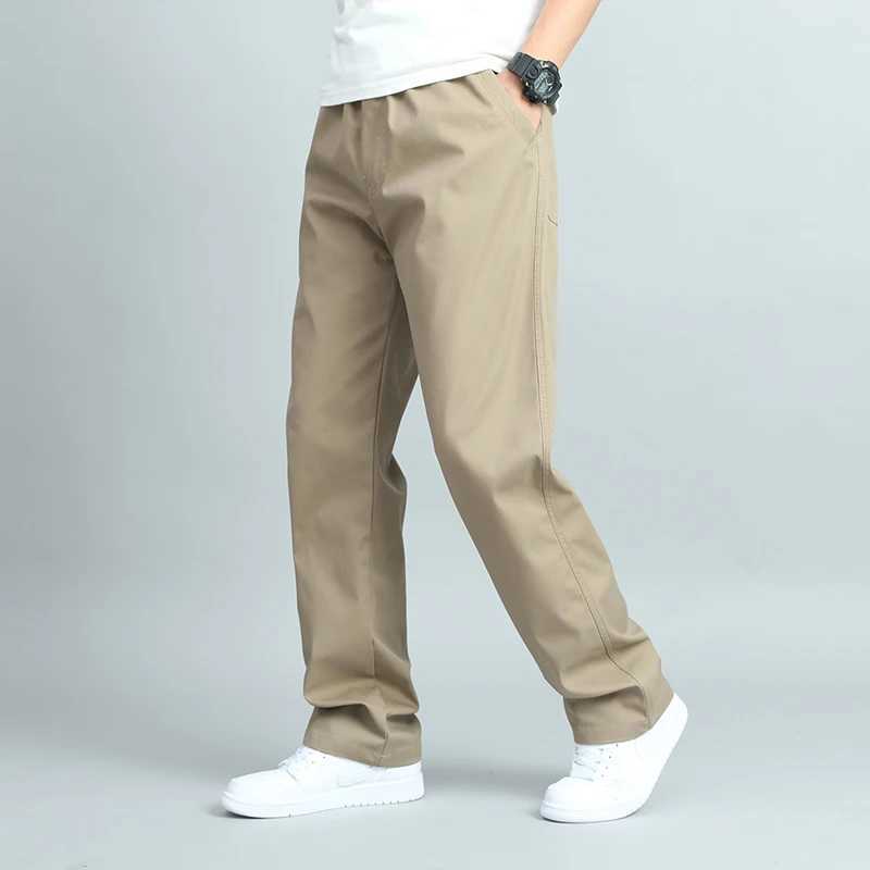 Big Size Mens Casual Cotton Trousers Loose Fit Straight Pants Multi Pocket Big Man Long Pants Mens Jogger Pants Summer AutumnXJ250303