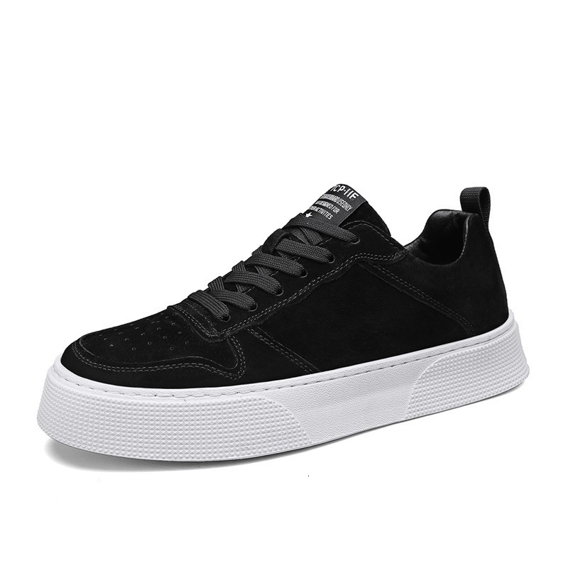 2025 Thick Soled Casual Board Fashion New Designer Board Shoes, Low Top Lace Up Soft Sole Breathable Sports Shoes Suitable For Men's Niche Black 
