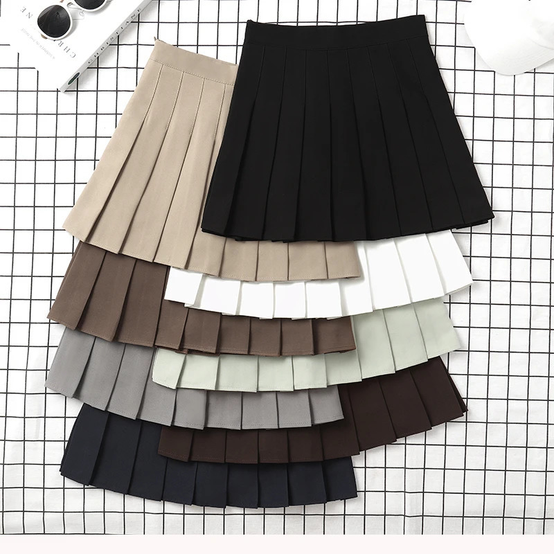 Brown Skirt Ladies Summer Clothes Womens High Waist Harajuku Korean Style Black Mini Pleated Skirt For School Girl Uniform 250304