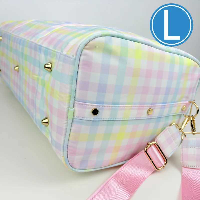 Nylon Waterproof Duffle Bags Travel Handbag Rainbow Gingham Travel Bags Custom Woman Large Fitness Yoga Handbags Y250304
