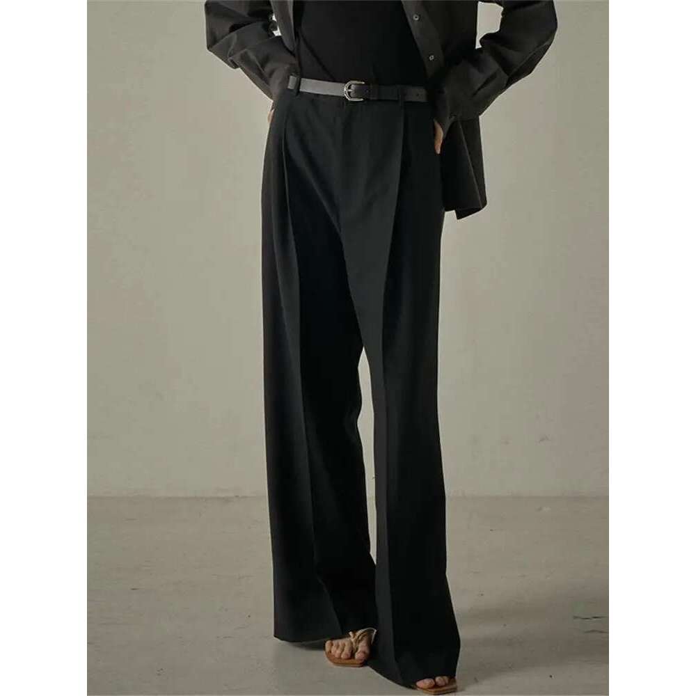 Women Fashion Suit All-Match Wide Leg Long Pants Casual Straight Trousers For Ladies