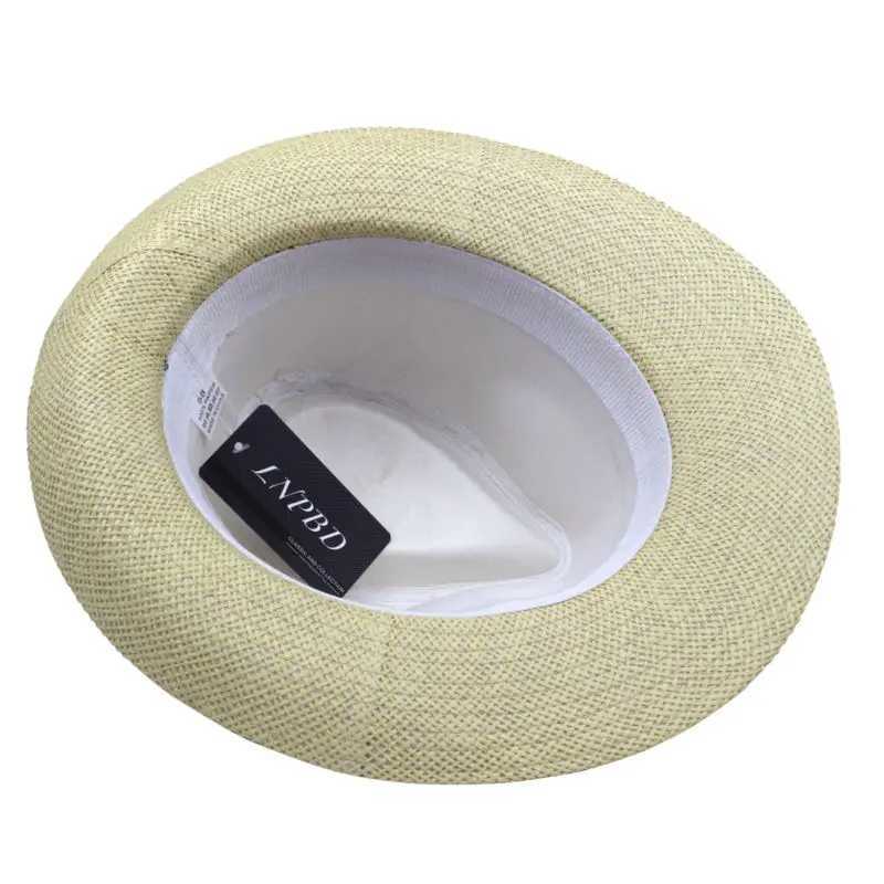 Hot Fashion Summer Casual Unisex Beach Trilby Large Brim Jazz Sun Hat Panama Hat Per Str Women Men C With Black RibbonXJ250304