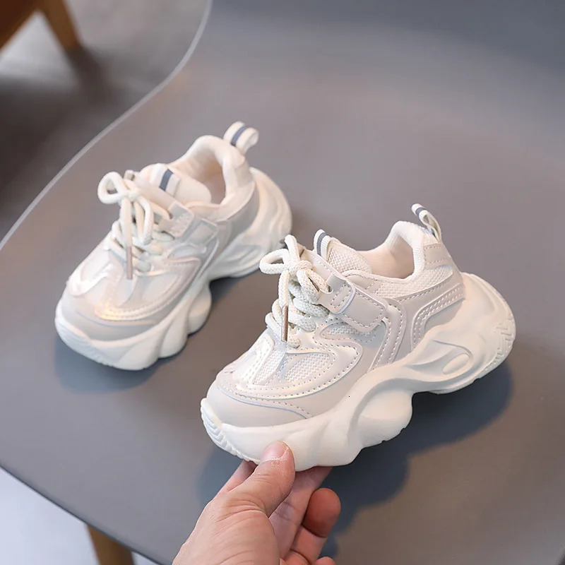Children Chunky Platform Sneaker Stripe ner Thick Sole Boy Shoes Fashion Plaid Girl Breathable Vulcanized Kids H03042 250303