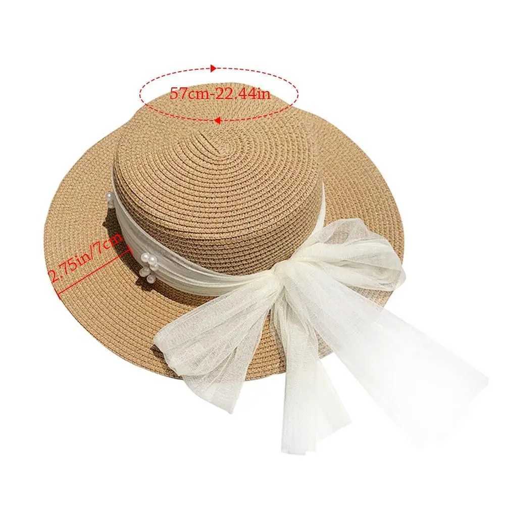 Large Brim Str Hat Summer Travel UV Protection Beach C Lace Pearl Outdoor Sun Hat WomenXJ250304