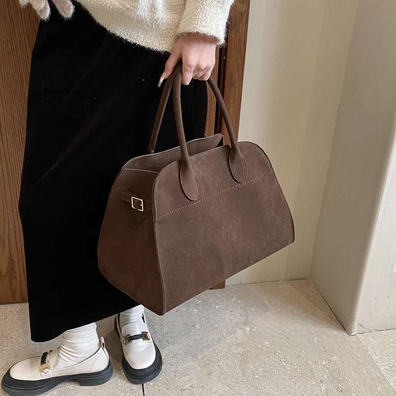 MOODS Branded Red Large Size Women Retro Pure Color Suede Shoulder Shopper Tote Bag 2024 Designer Handbags