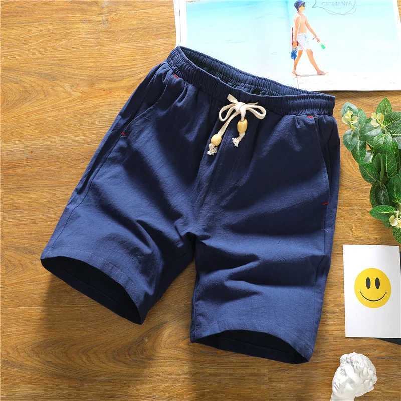 Summer Shorts for Men Cotton Elastic Waist Solid Color Loose Fitting Casual and Versatile Breathable Pure Cotton Home PantsT250304