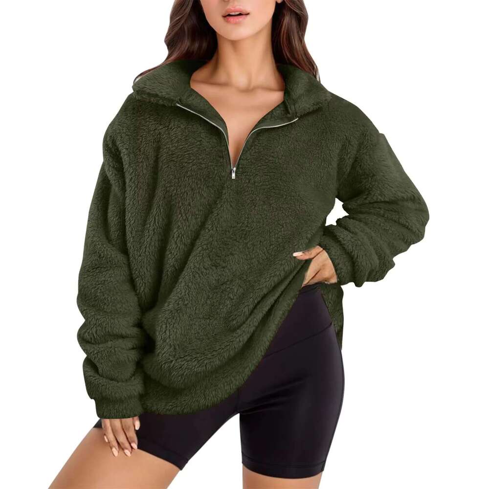 Popular Fall/Winter Loose Half Zip Women's Hoodie