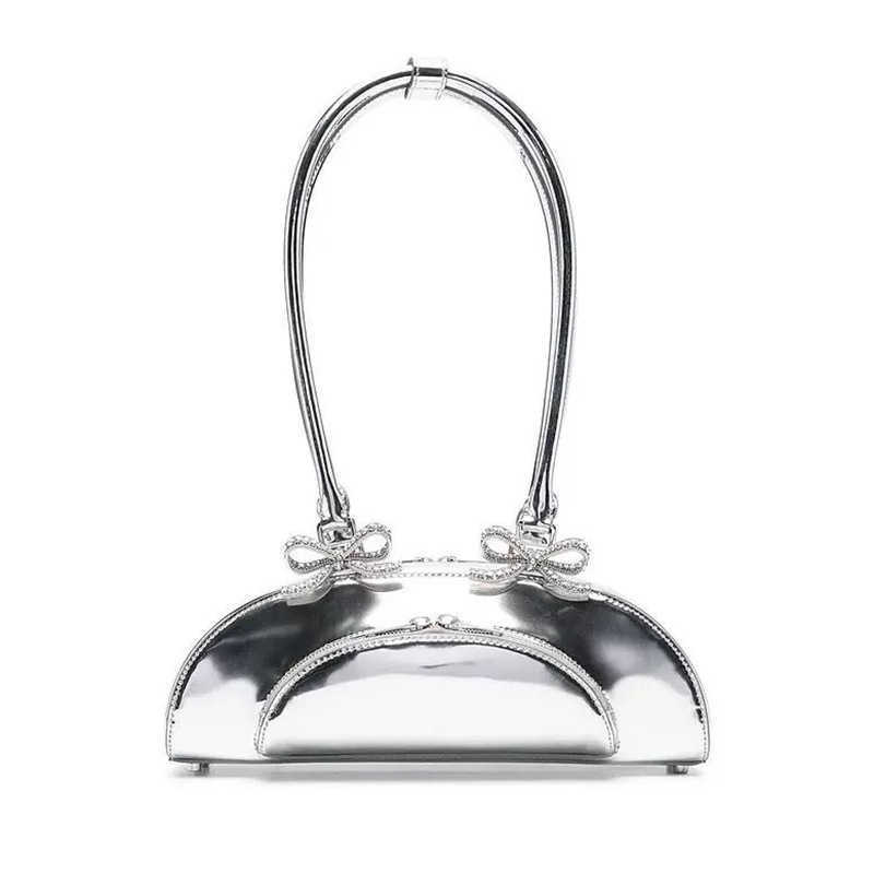 Internet famous sweet and playful girl butterfly bow sparkling diamond socialite lady armpit bag spring/summer new women's bag trend 250315