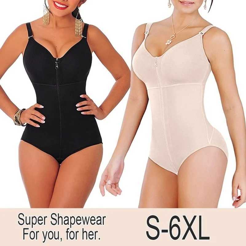Womens Bodysuit Shapewear Slimming Tummy Control Full Body Shaper Panty Clip Zip with Bra Fajas Colombianas OverbustXJ250304