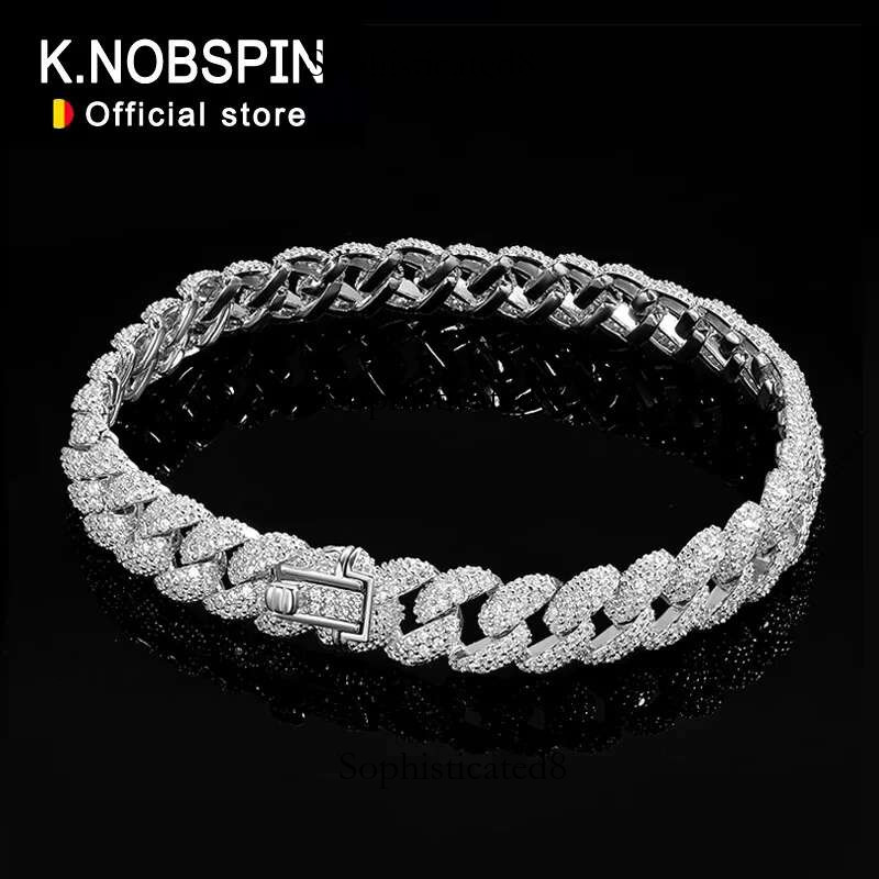 KNOBSPIN 8mm Cuban Bracelet 100% s Sterg Sier Plated Lab Grow Zircon Dia Tennis Bracelets for Women Man