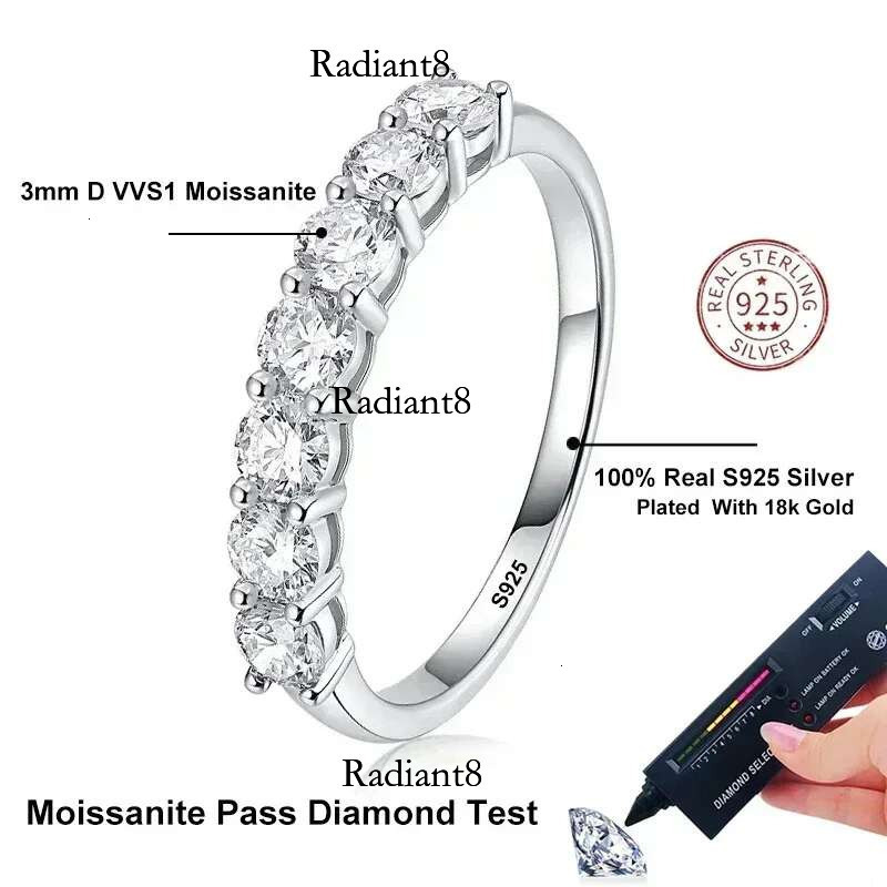NeeTim Full Moissanite Ring for Women S Sterg Sier with White Gold Plated Dia Wedding Bridal Band Rings Fine Jewelry