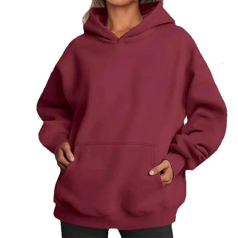 Custom High Quality Hooded Casual Women's Hoodie Sweatshirt Winter Autumn Long Sleeves Heavyweight Red Hoodies Wholesale