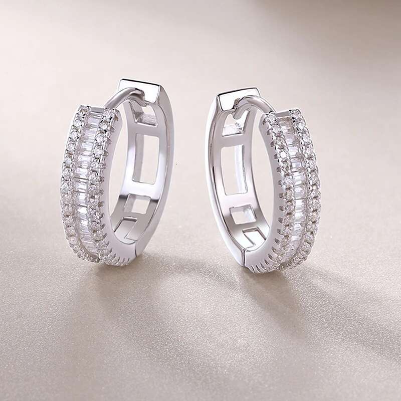Smyoue Plated D VVS1 All Moissanite Hoop Earrings for Women Pass Dia Test S Sterg Sier Ear Jewelry Wholesale GRA
